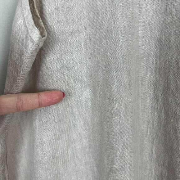 Stella Martini Tunic Top Women Small Beige 100% Linen Button Up Sleeveless Italy - Picture 3 of 12